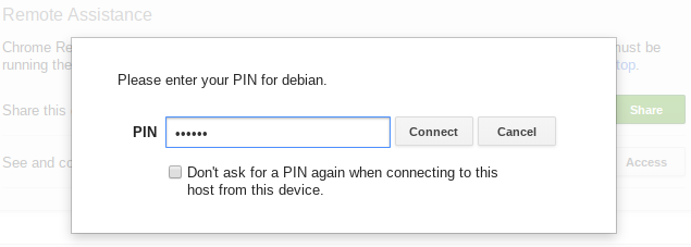 ChromeRemoteDesktop enter pin
