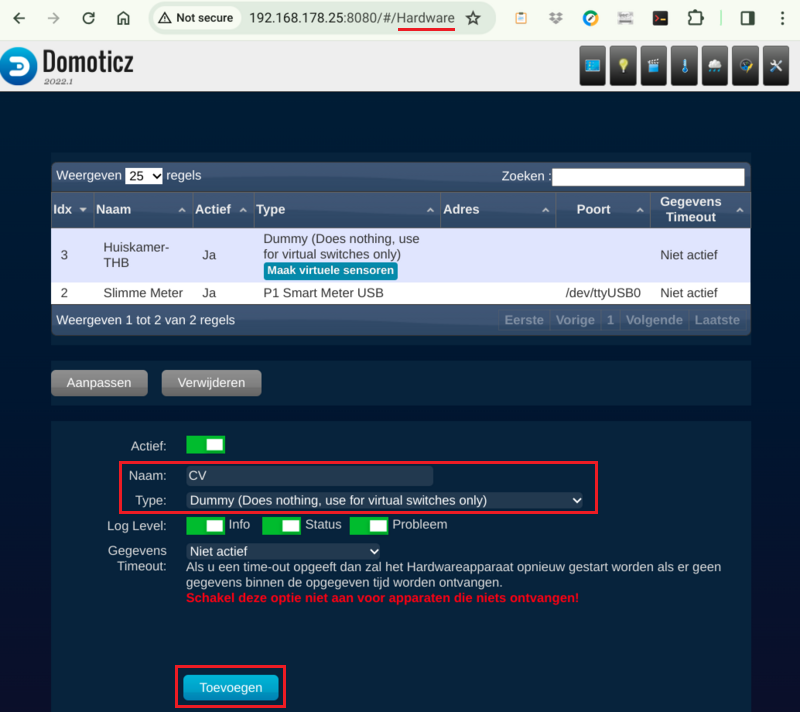 Domoticz Create Dummy Domoticz