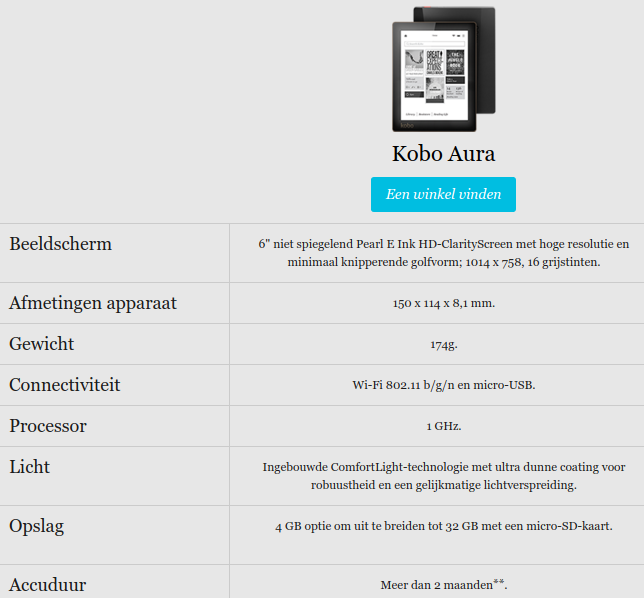 Kobo Aura eReader kobo