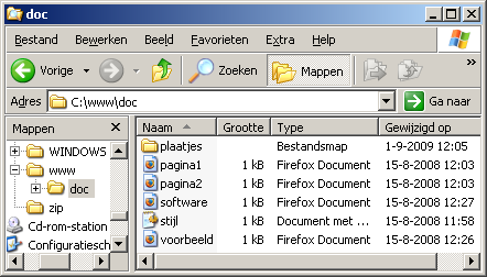 doc-map voor html pagina's doc-map